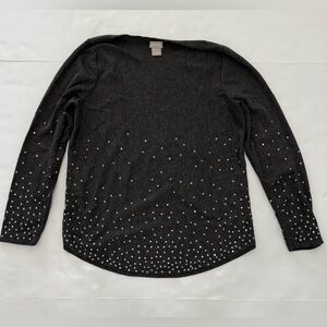 Chico's Charcoal Knit Top with silver studs/bling